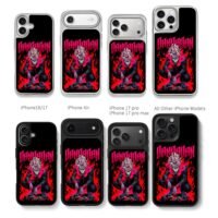 Dandadan demon with red flames Chris Brown Phone Case Black Electroplated Silver For Iphone 11 To 17