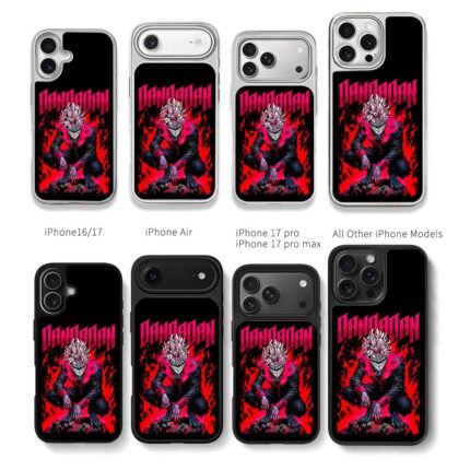 Dandadan demon with red flames Chris Brown Phone Case Black Electroplated Silver For Iphone 11 To 17