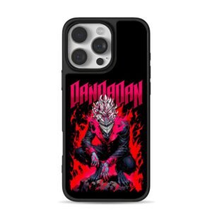 Dandadan demon with red flames iPhone 16 Pro Max Black Case