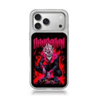 Dandadan demon with red flames iPhone 17 Pro Max Electroplated Silver Case1