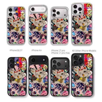 Dandadan lucky cat collage art Chris Brown Phone Case Black Electroplated Silver For Iphone 11 To 17