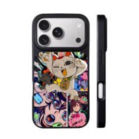 Dandadan lucky cat collage art iPhone 17 Pro Max Black Case