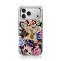 Dandadan lucky cat collage art iPhone 17 Pro Max Electroplated Silver Case1