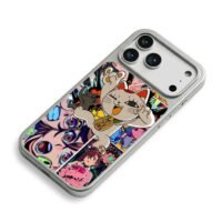 Dandadan lucky cat collage art iPhone 17 Pro Max Electroplated Silver Case2