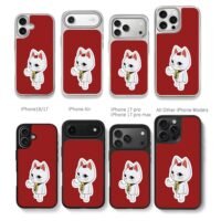 Dandadan lucky cat flip off red Chris Brown Phone Case Black Electroplated Silver For Iphone 11 To 17