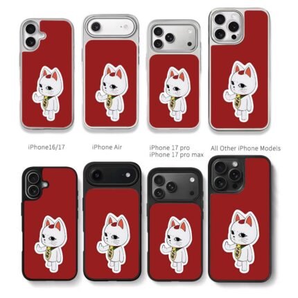 Dandadan lucky cat flip off red Chris Brown Phone Case Black Electroplated Silver For Iphone 11 To 17
