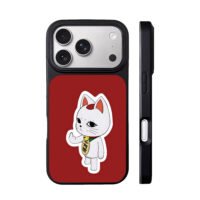 Dandadan lucky cat flip off red iPhone 17 Pro Max Black Case