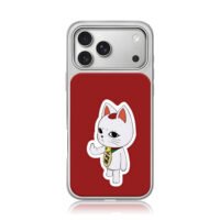 Dandadan lucky cat flip off red iPhone 17 Pro Max Electroplated Silver Case1