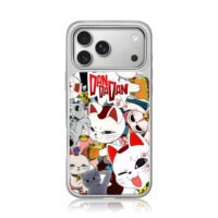 DanDaDan lucky cats collage iPhone 17 Pro Max Electroplated Silver Case1