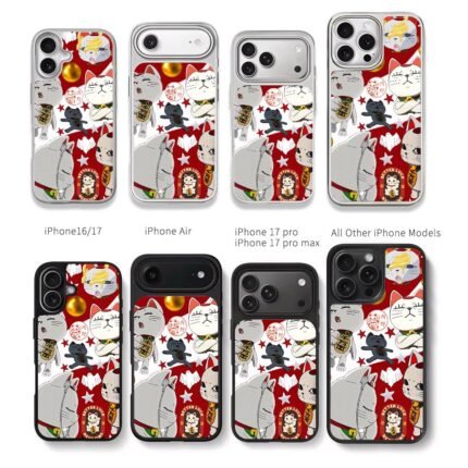 Dandadan maneki neko collage Chris Brown Phone Case Black Electroplated Silver For Iphone 11 To 17