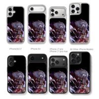 Dandadan Okarun Momo Art Chris Brown Phone Case Black Electroplated Silver For Iphone 11 To 17