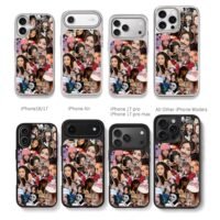 Danielle NewJeans sticker collage Chris Brown Phone Case Black Electroplated Silver For Iphone 11 To 17