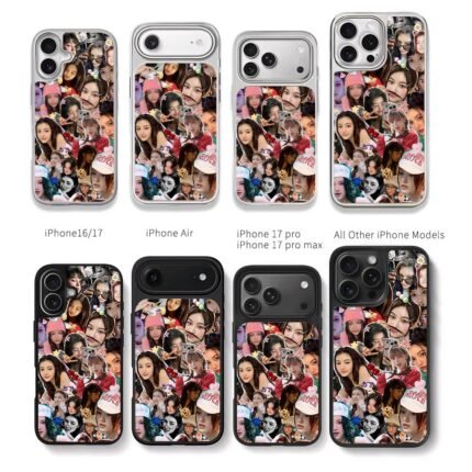 Danielle NewJeans sticker collage Chris Brown Phone Case Black Electroplated Silver For Iphone 11 To 17