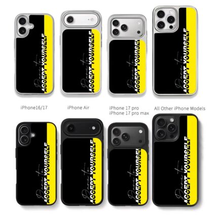 Dare To Accept Yourself Black Yellow Split Chris Brown Phone Case Black Electroplated Silver For Iphone 11 To 17