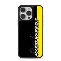 Dare To Accept Yourself Black Yellow Split iPhone 16 Pro Max Black Case