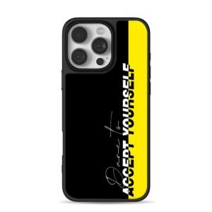 Dare To Accept Yourself Black Yellow Split iPhone 16 Pro Max Black Case