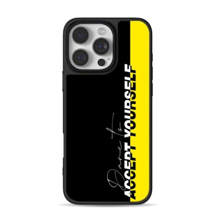 Dare To Accept Yourself Black Yellow Split iPhone 16 Pro Max Black Case