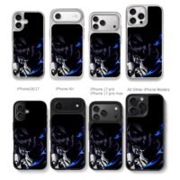 Dark anime ninja blue fire eye Chris Brown Phone Case Black Electroplated Silver For Iphone 11 To 17