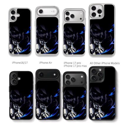 Dark anime ninja blue fire eye Chris Brown Phone Case Black Electroplated Silver For Iphone 11 To 17