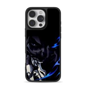 Dark anime ninja blue fire eye iPhone 16 Pro Max Black Case