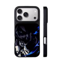 Dark anime ninja blue fire eye iPhone 17 Pro Max Black Case