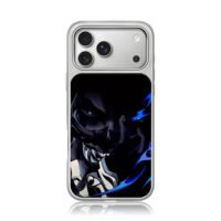 Dark anime ninja blue fire eye iPhone 17 Pro Max Electroplated Silver Case1