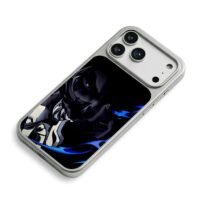 Dark anime ninja blue fire eye iPhone 17 Pro Max Electroplated Silver Case2