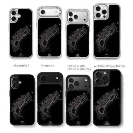 Dark Baku Azerbaijan city map Chris Brown Phone Case Black Electroplated Silver For Iphone 11 To 17