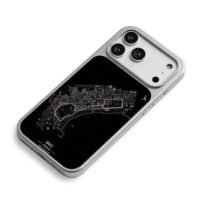 Dark Baku Azerbaijan city map iPhone 17 Pro Max Electroplated Silver Case2