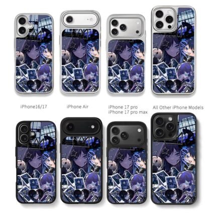 Dark blue anime chibi girl art Chris Brown Phone Case Black Electroplated Silver For Iphone 11 To 17