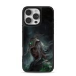 Dark elf silver hair bone helm green art iPhone 16 Pro Max Black Case