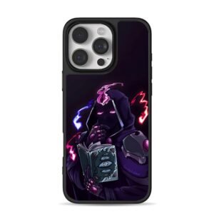 Dark hooded mage with eye neon book Phone Case for iPhone 11-17 & Samsung Galaxy S24-S26