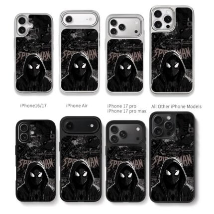 Dark hooded Spider-Man comic Chris Brown Phone Case Black Electroplated Silver For Iphone 11 To 17