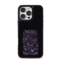Dark purple metal alien skull art iPhone 16 Pro Max Black Case