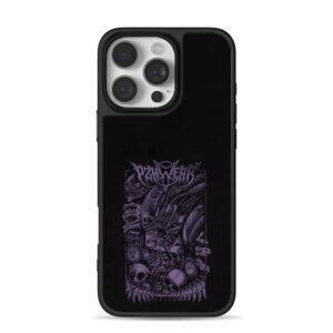 Dark purple metal alien skull art iPhone 16 Pro Max Black Case