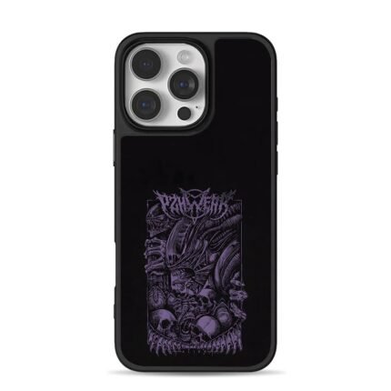 Dark purple metal alien skull art iPhone 16 Pro Max Black Case