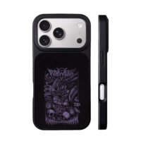 Dark purple metal alien skull art iPhone 17 Pro Max Black Case