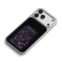 Dark purple metal alien skull art iPhone 17 Pro Max Electroplated Silver Case2