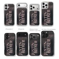Dark rose gold Justin Bieber text Chris Brown Phone Case Black Electroplated Silver For Iphone 11 To 17