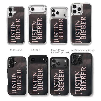 Dark rose gold Justin Bieber text Chris Brown Phone Case Black Electroplated Silver For Iphone 11 To 17