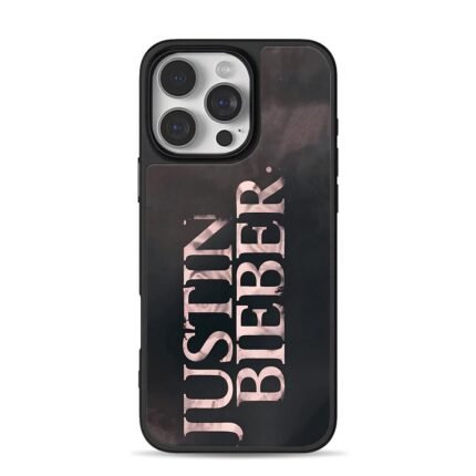 Dark rose gold Justin Bieber text iPhone 16 Pro Max Black Case