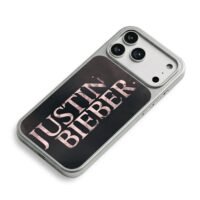 Dark rose gold Justin Bieber text iPhone 17 Pro Max Electroplated Silver Case2