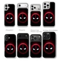 Deadpool glowing red logo Chris Brown Phone Case Black Electroplated Silver For Iphone 11 To 17