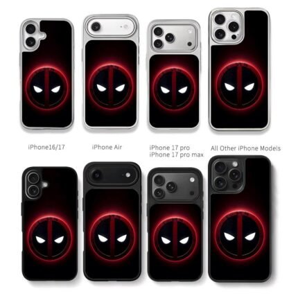 Deadpool glowing red logo Chris Brown Phone Case Black Electroplated Silver For Iphone 11 To 17