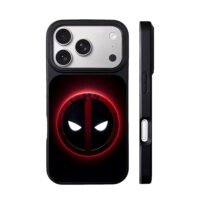 Deadpool glowing red logo iPhone 17 Pro Max Black Case