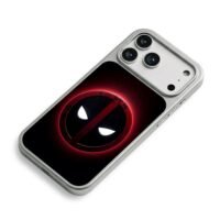 Deadpool glowing red logo iPhone 17 Pro Max Electroplated Silver Case2
