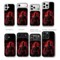 Deadpool red black dual katana Chris Brown Phone Case Black Electroplated Silver For Iphone 11 To 17