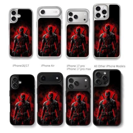 Deadpool red black dual katana Chris Brown Phone Case Black Electroplated Silver For Iphone 11 To 17