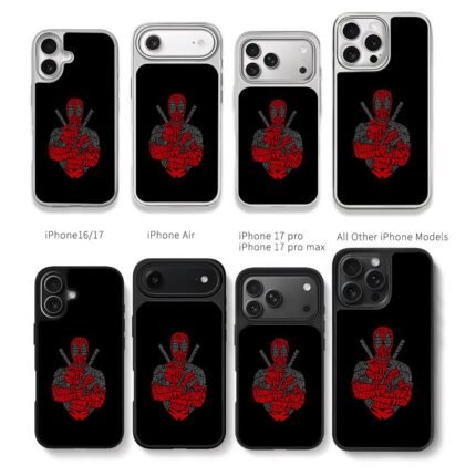 Deadpool word art silhouette Chris Brown Phone Case Black Electroplated Silver For Iphone 11 To 17