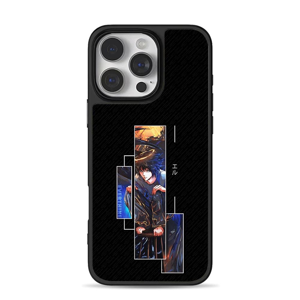 Death Note L dark angel art iPhone 16 Pro Max Black Case Death Note L dark angel art Phone Case for iPhone 11-17 & Samsung Galaxy S24-S26 - Image 1